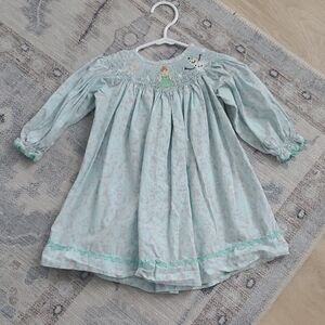 Shrimp & Grits Kids Baby Girls Disney Frozen Elsa Smocked Bishop Dress Sz12m